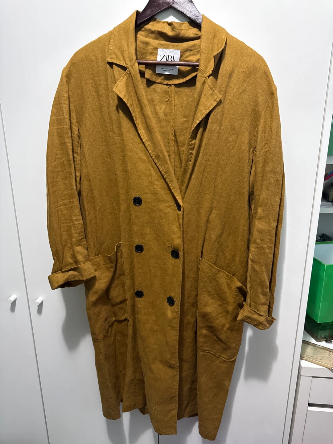 ZARA Linen Blend Double-Breasted Blazer Dress
