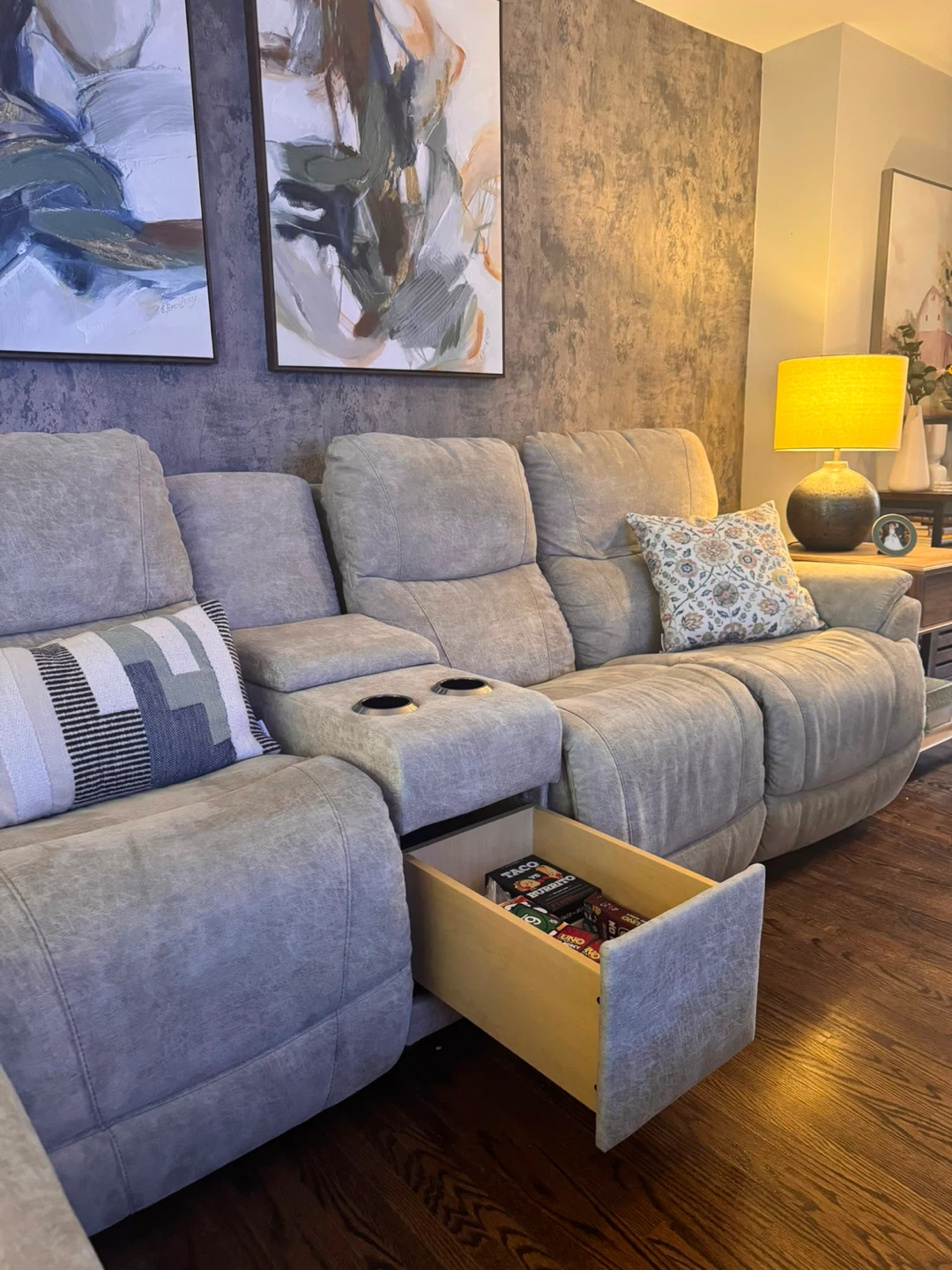 Reclining Sectional Sofa with Chaise and Storage Console - photo 2