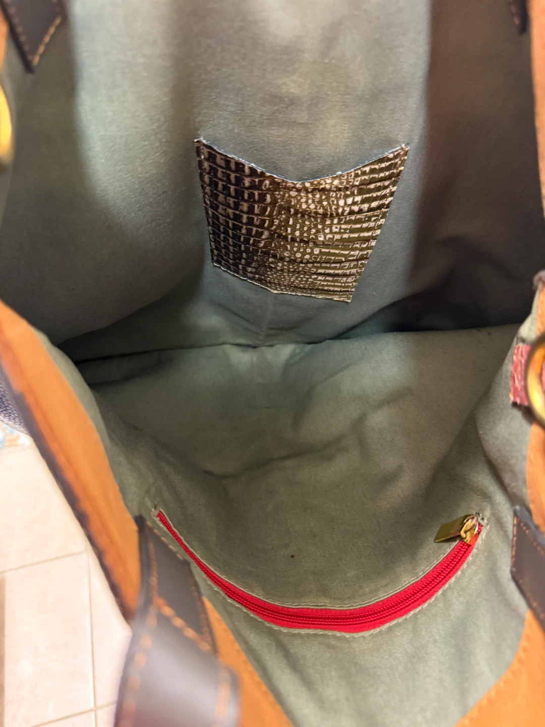 Navy Leather Tote Bag with Tassel - photo 4