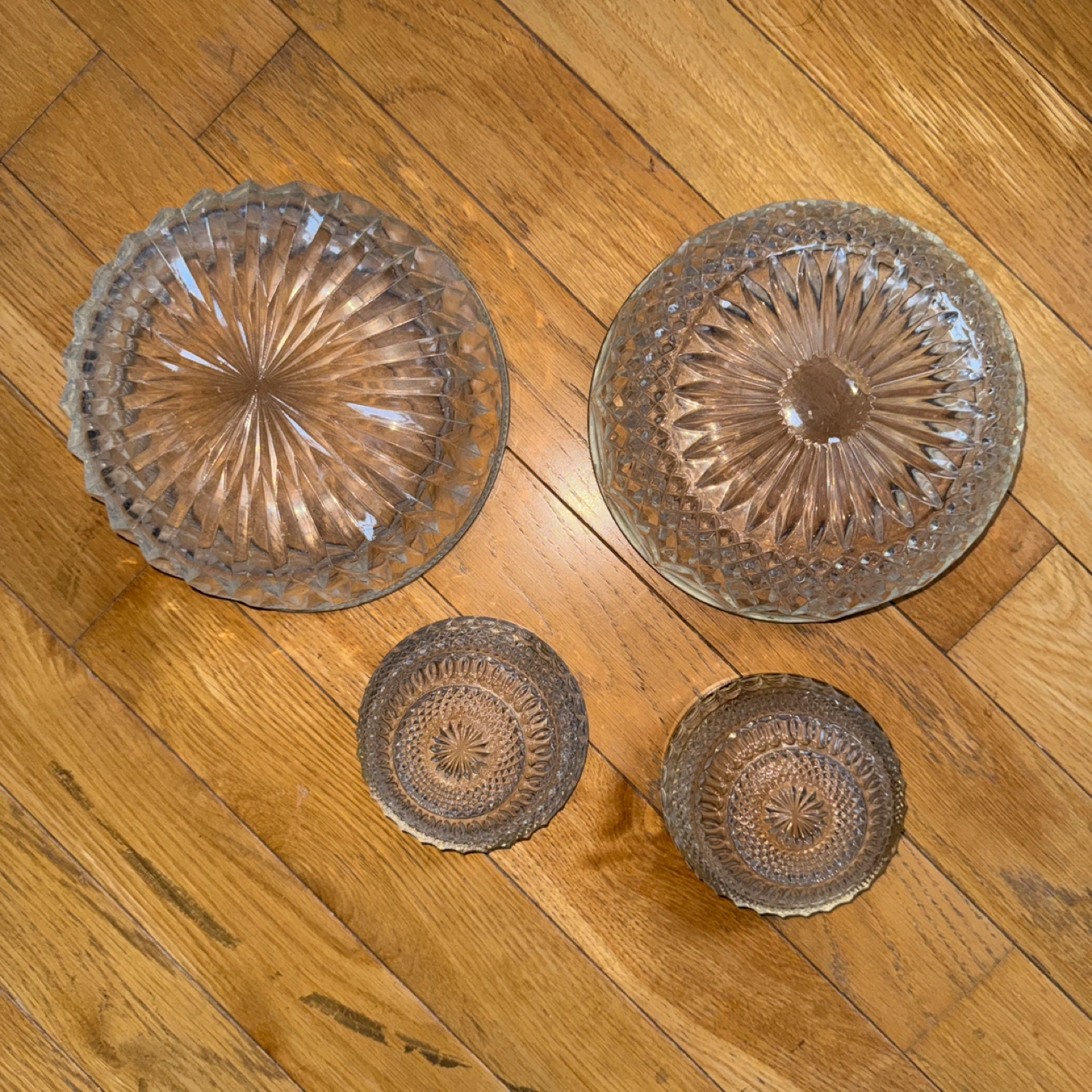 Vintage glass Serving Bowls with Metal Trim - photo 2
