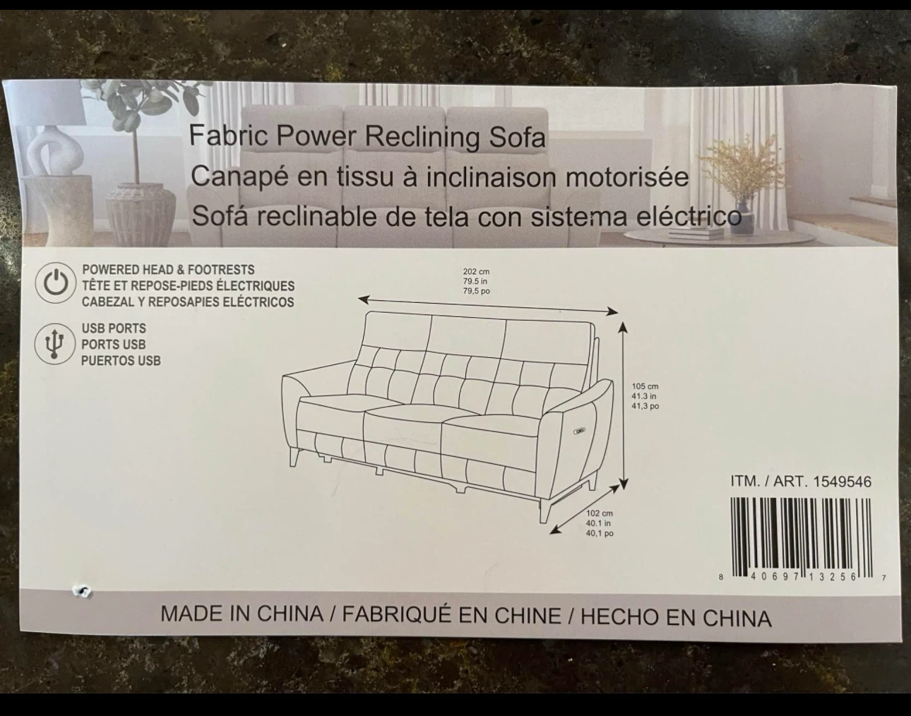Fabric Power Reclining Sofa - photo 5