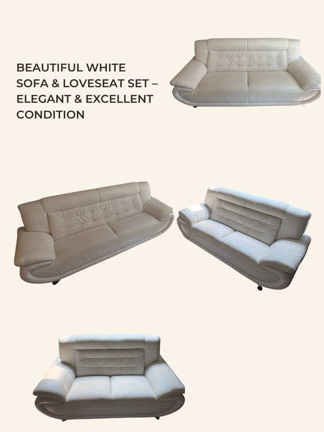 White Sofa & Loveseat Set