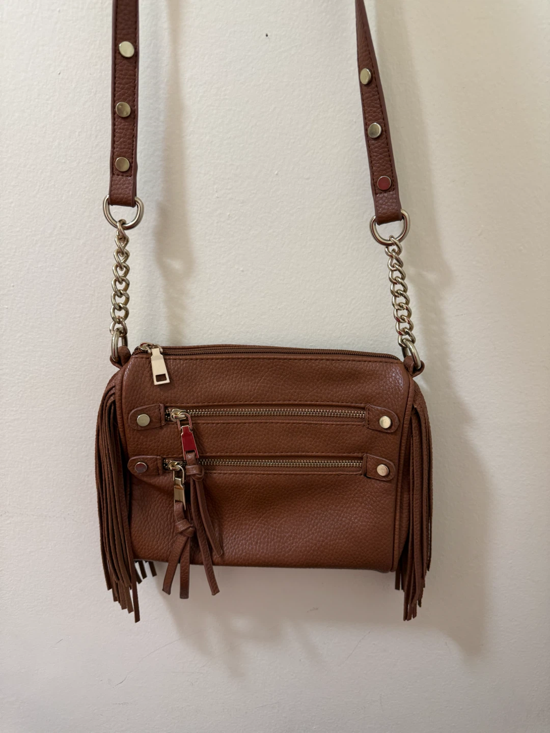 Brown Fringed Crossbody Purse