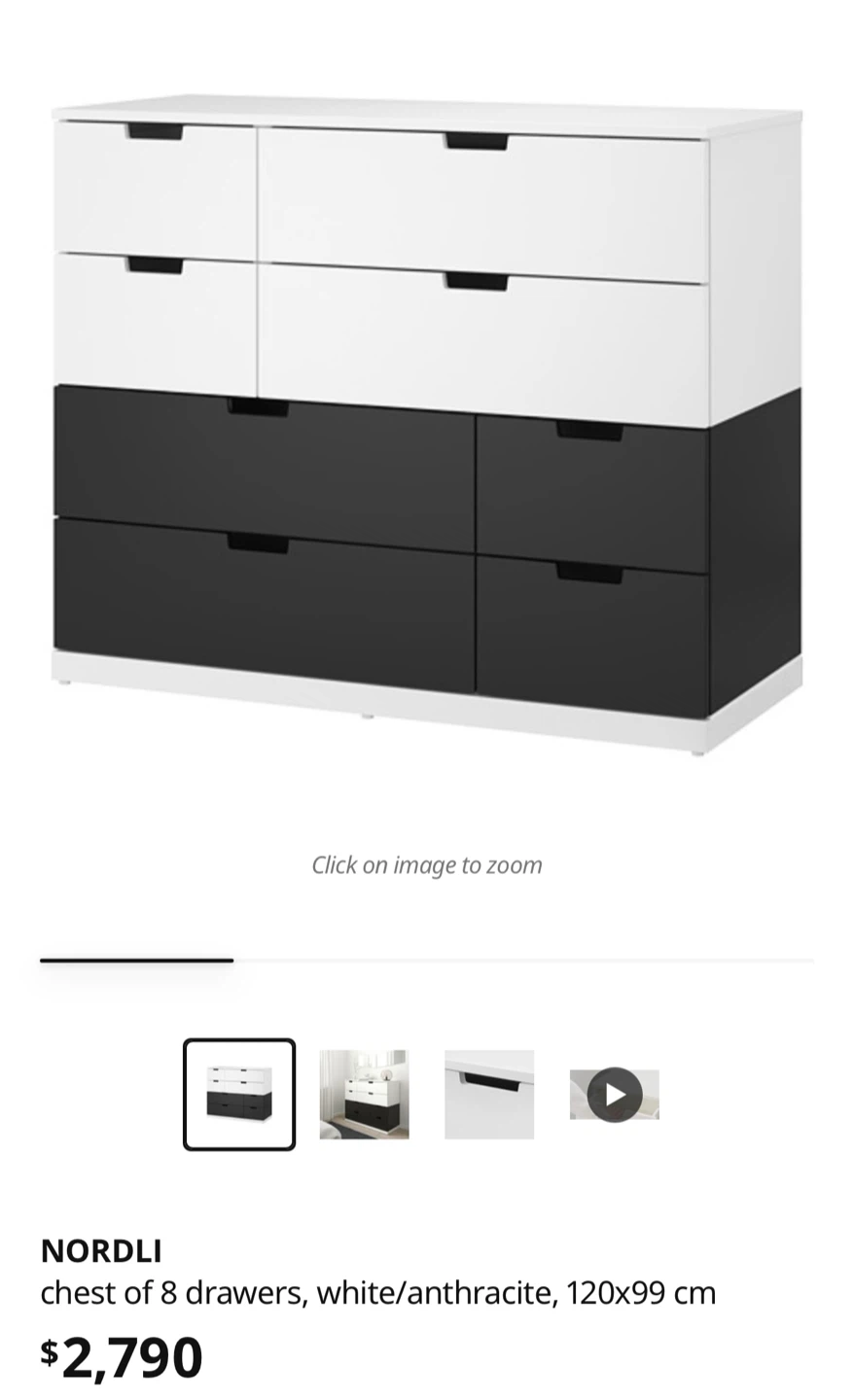 IKEA NORDLI chest of 8 drawers, white/anthracite - photo 3