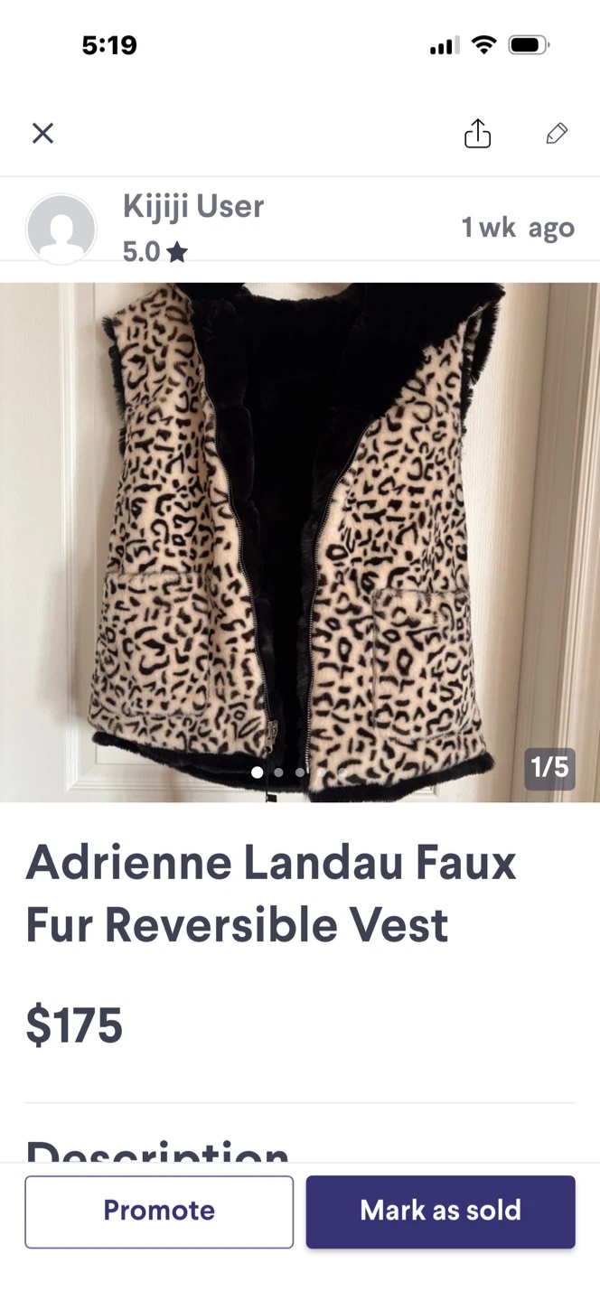 Adrienne Landau Faux Fur Reversible Vest