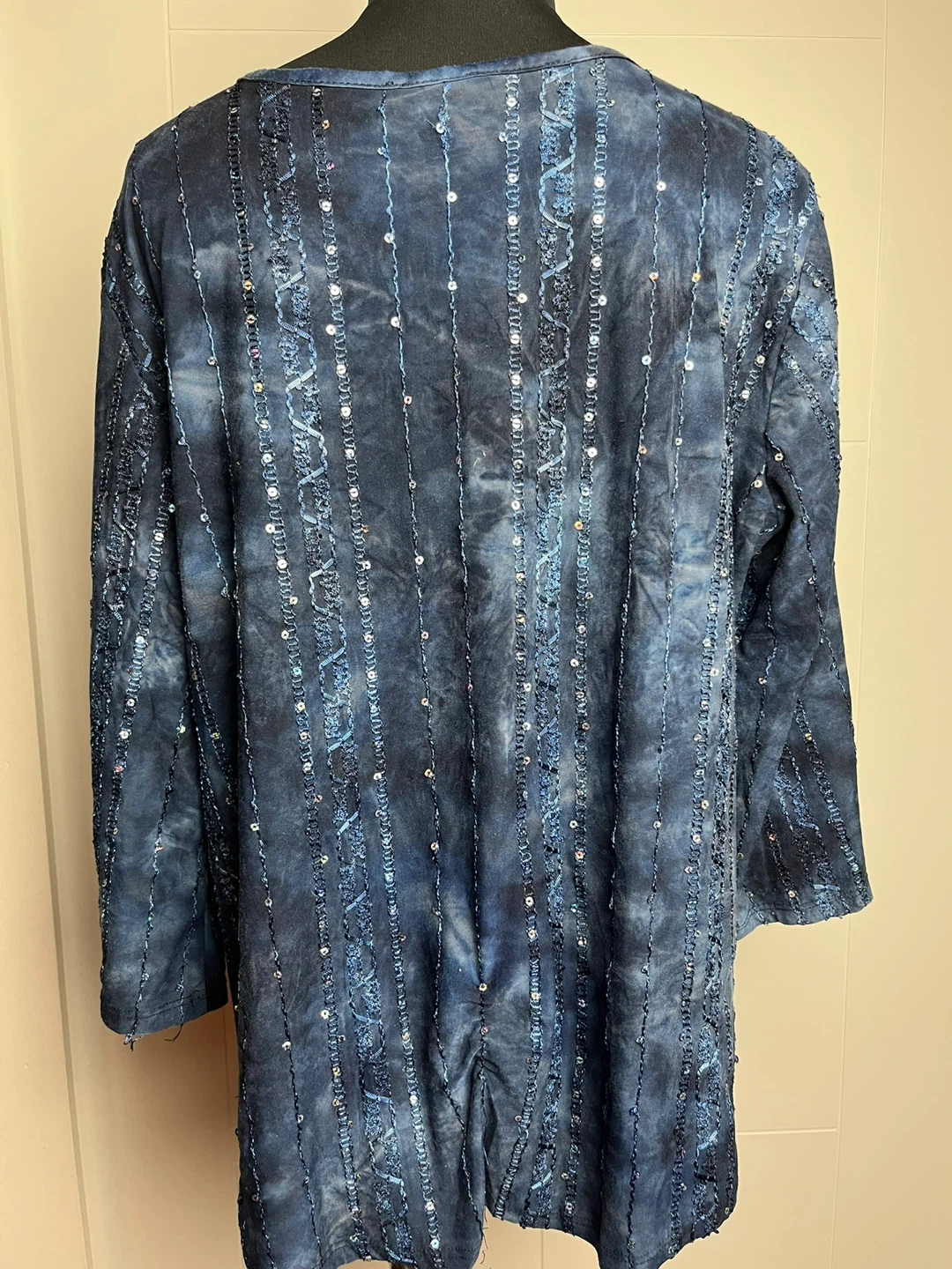 Blue Tie-Dye Sequin Tunic Top - photo 2