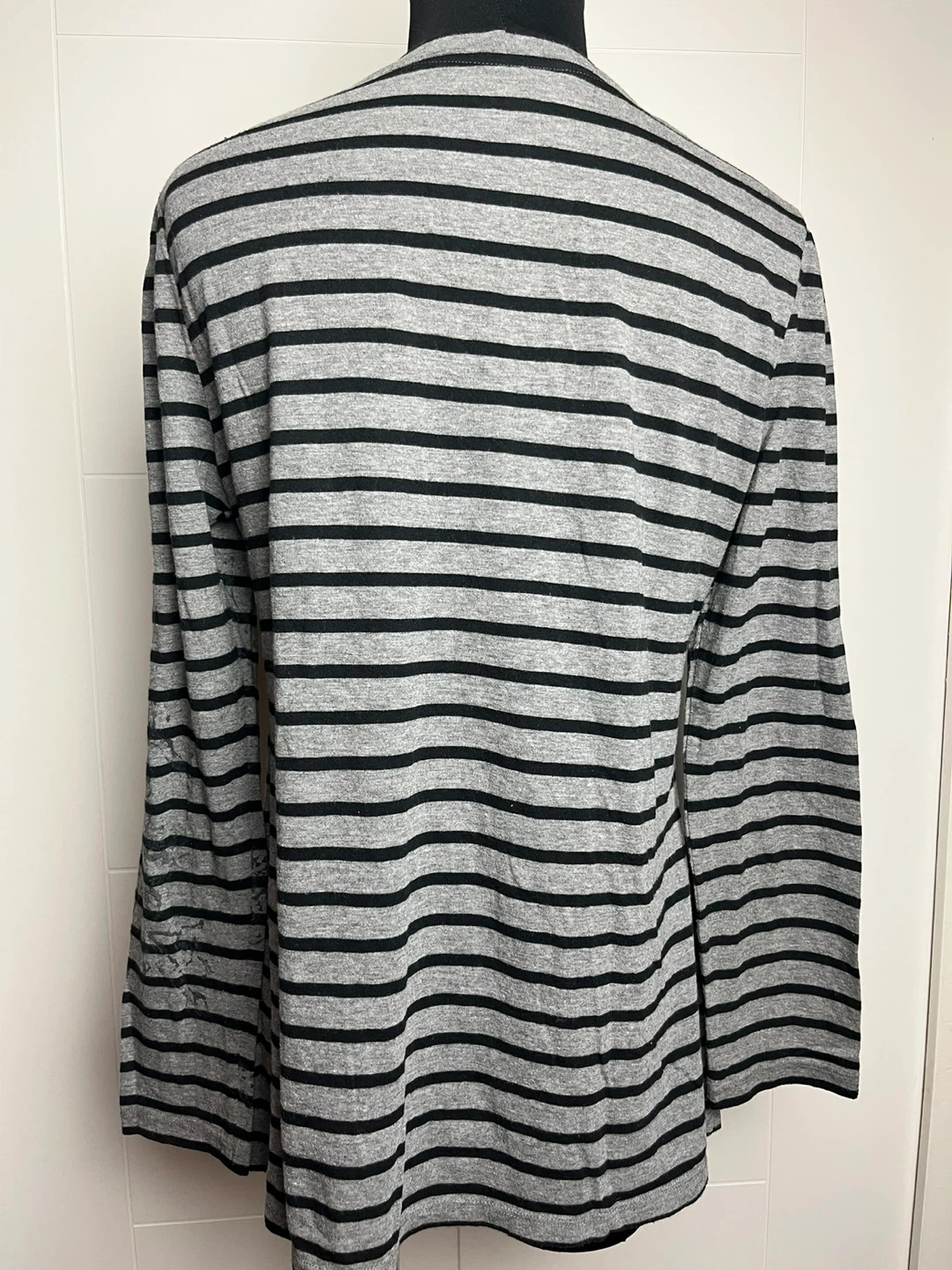 Style & Co Grey & Black Striped V-Neck Top - photo 2