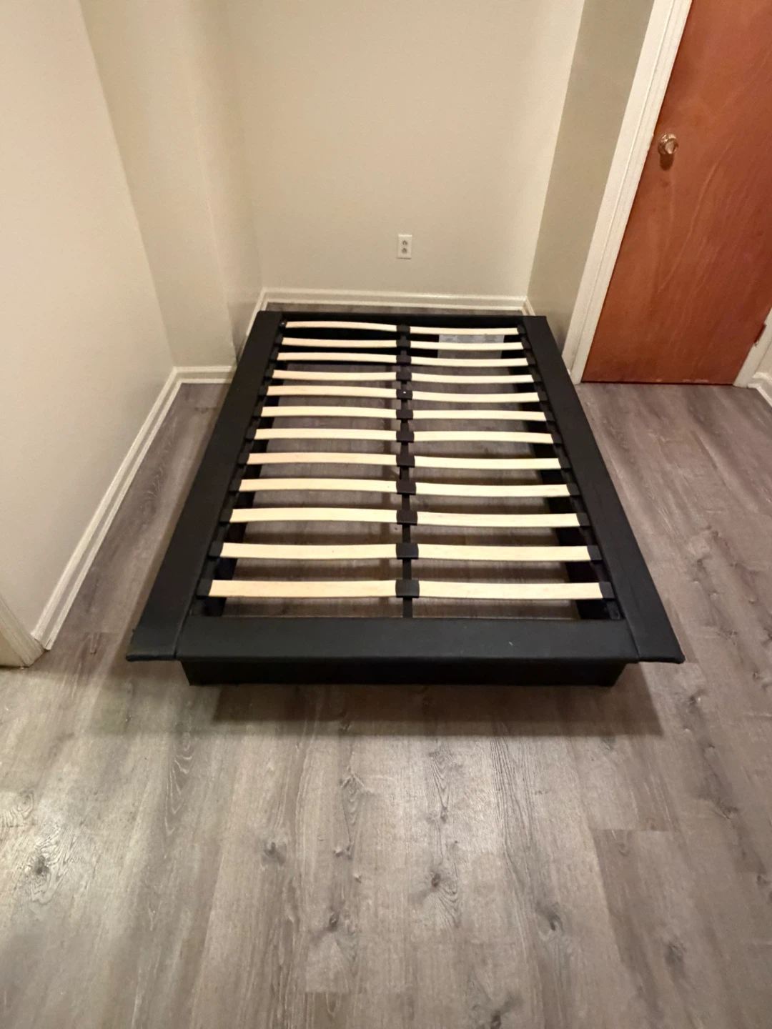 Black Faux Leather Platform Full Size Bed Frame - photo 2