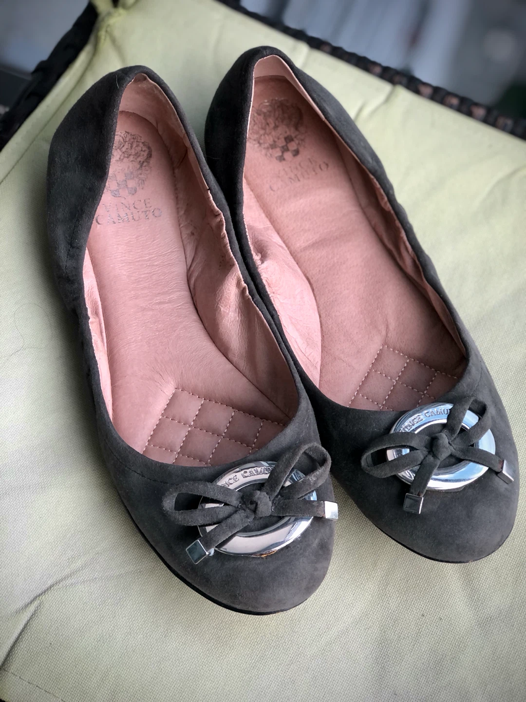Vince Camuto Grey Suede Ballet Flats