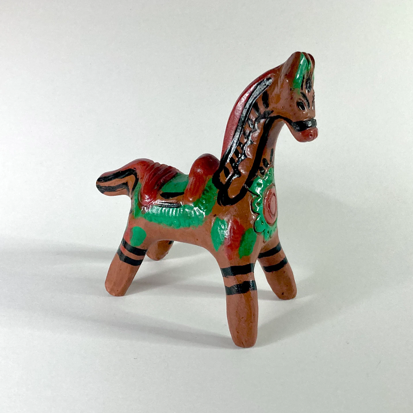 Vintage Hand Painted Mexican Folk Art Terracotta Horse