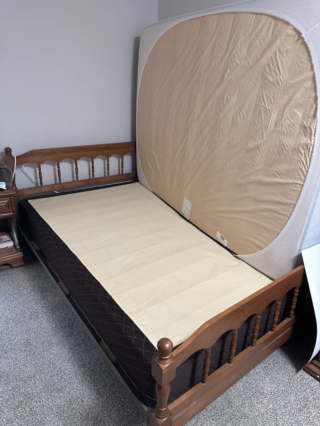 Wooden Bed Frame with Mattress and box