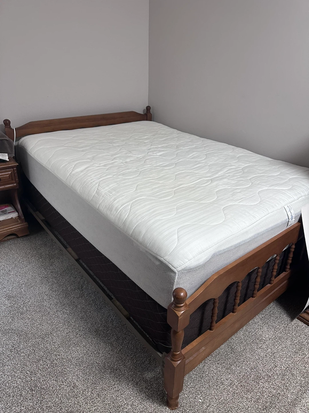 Wooden Bed Frame with Mattress and box - photo 2
