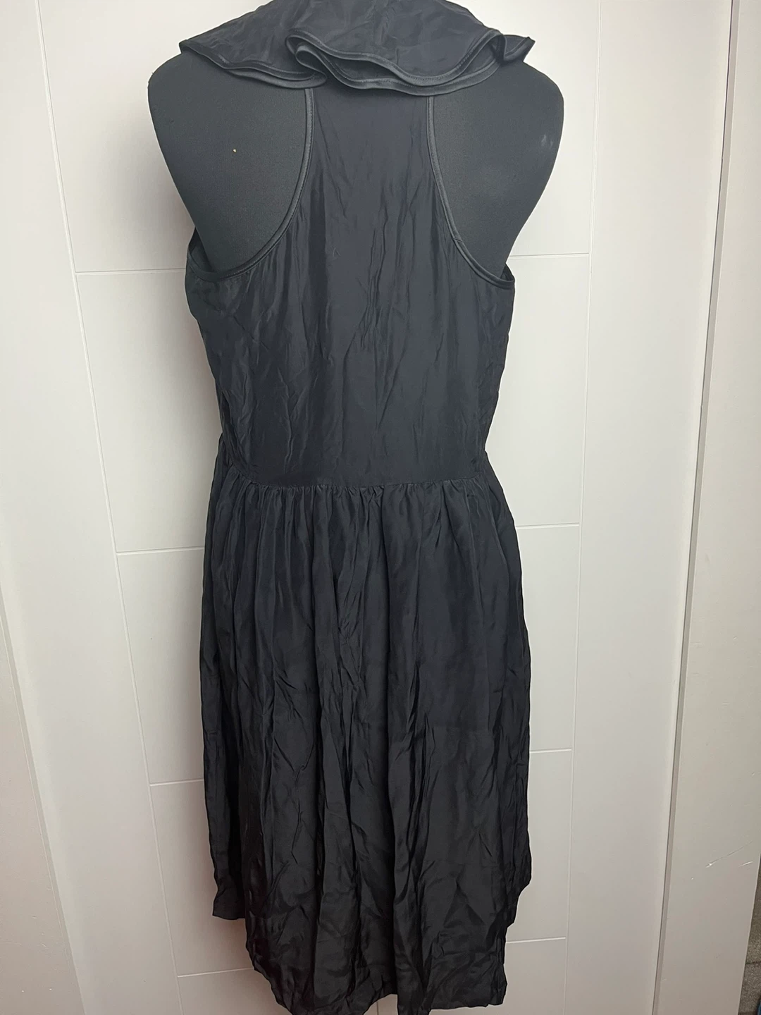 Black Sleeveless Dress with Ruffle Collar - photo 2