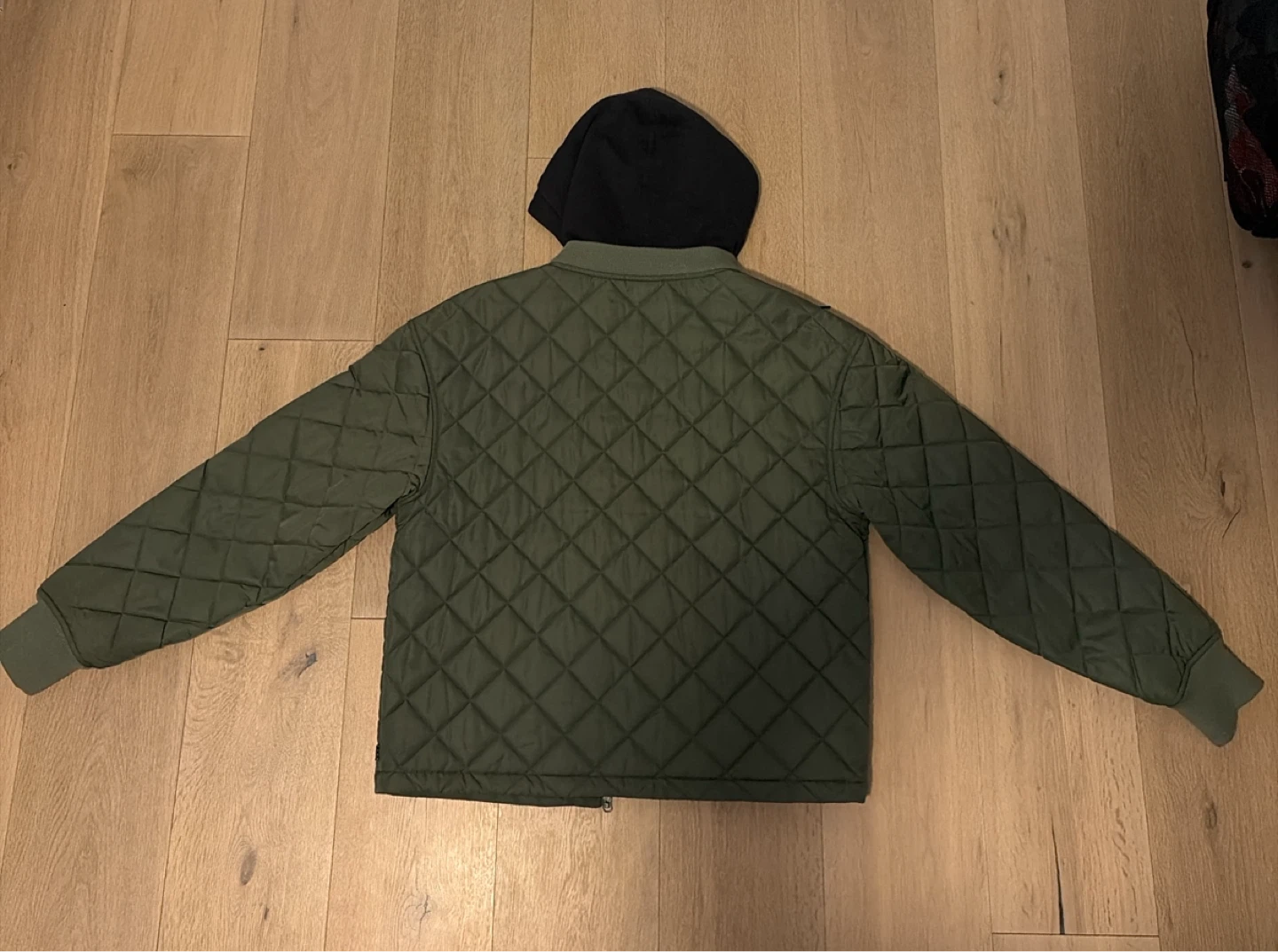 Vans Quilted Bomber Jacket with Hood - Olive Green - Size L - photo 2