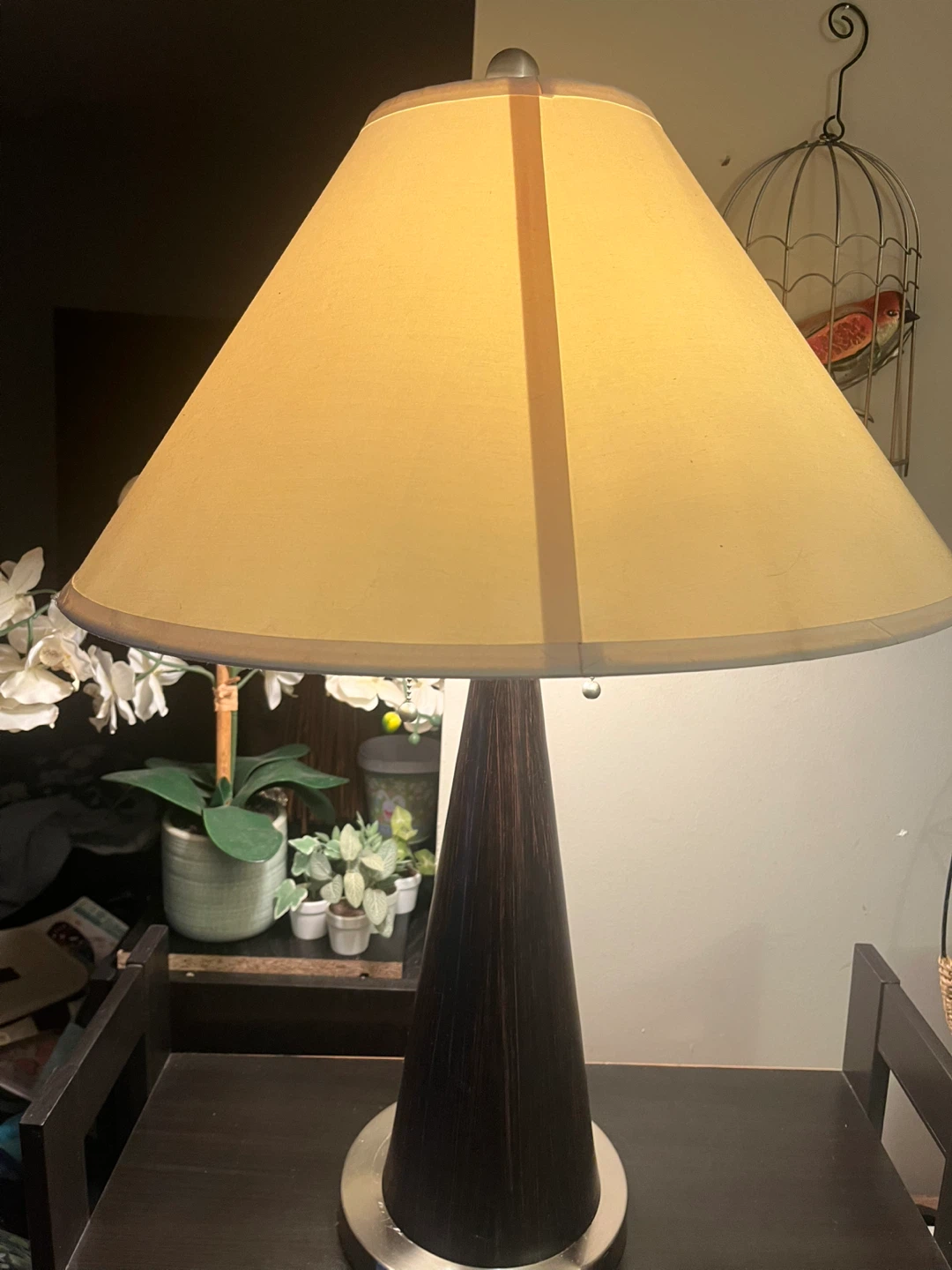 Table Lamp with Cone Base accommodates two light bulbs
