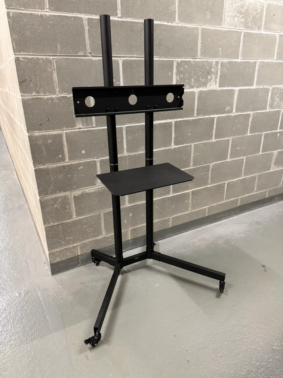 Black Rolling TV Stand with Shelf