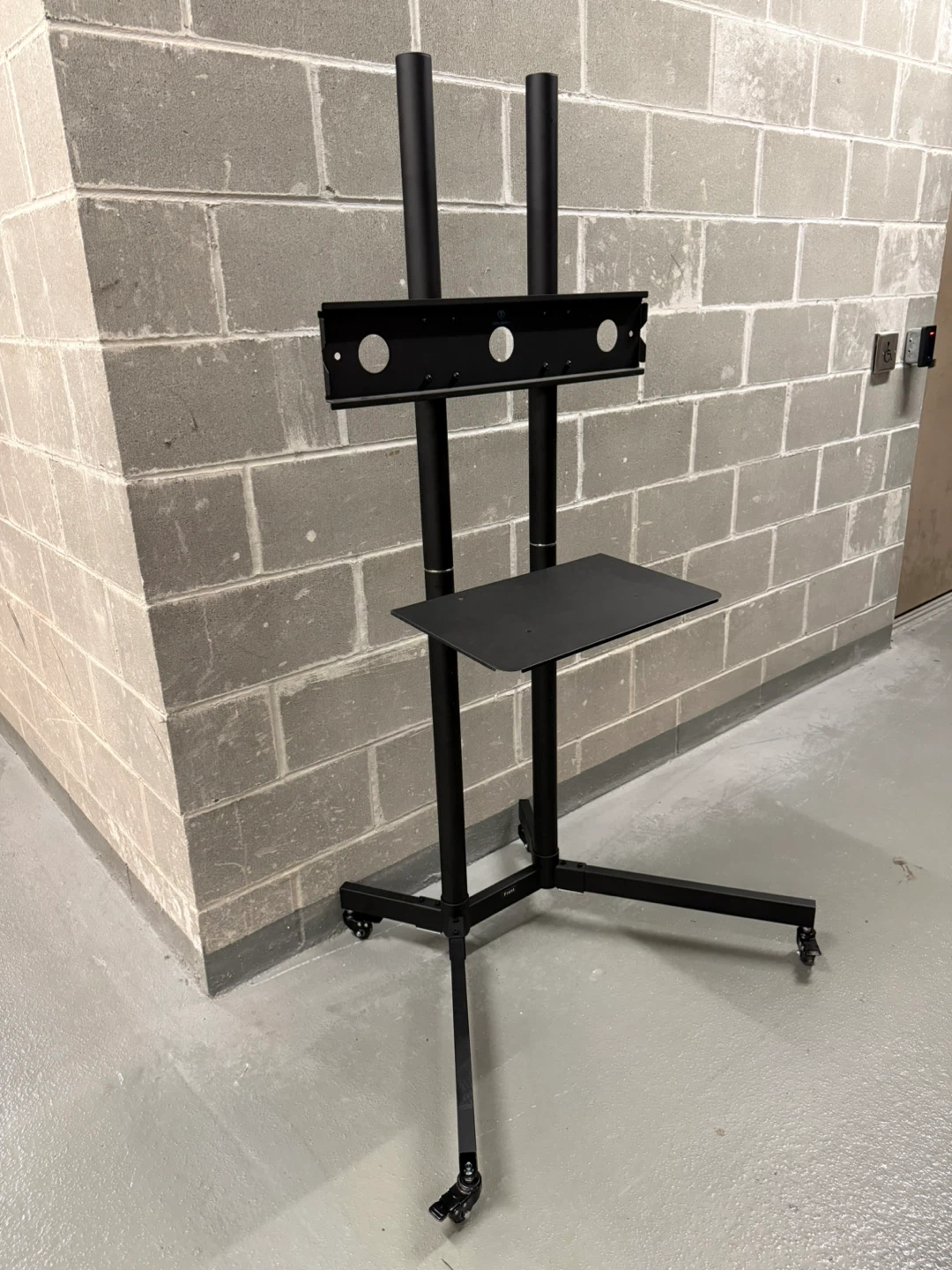 Black Rolling TV Stand with Shelf - photo 2
