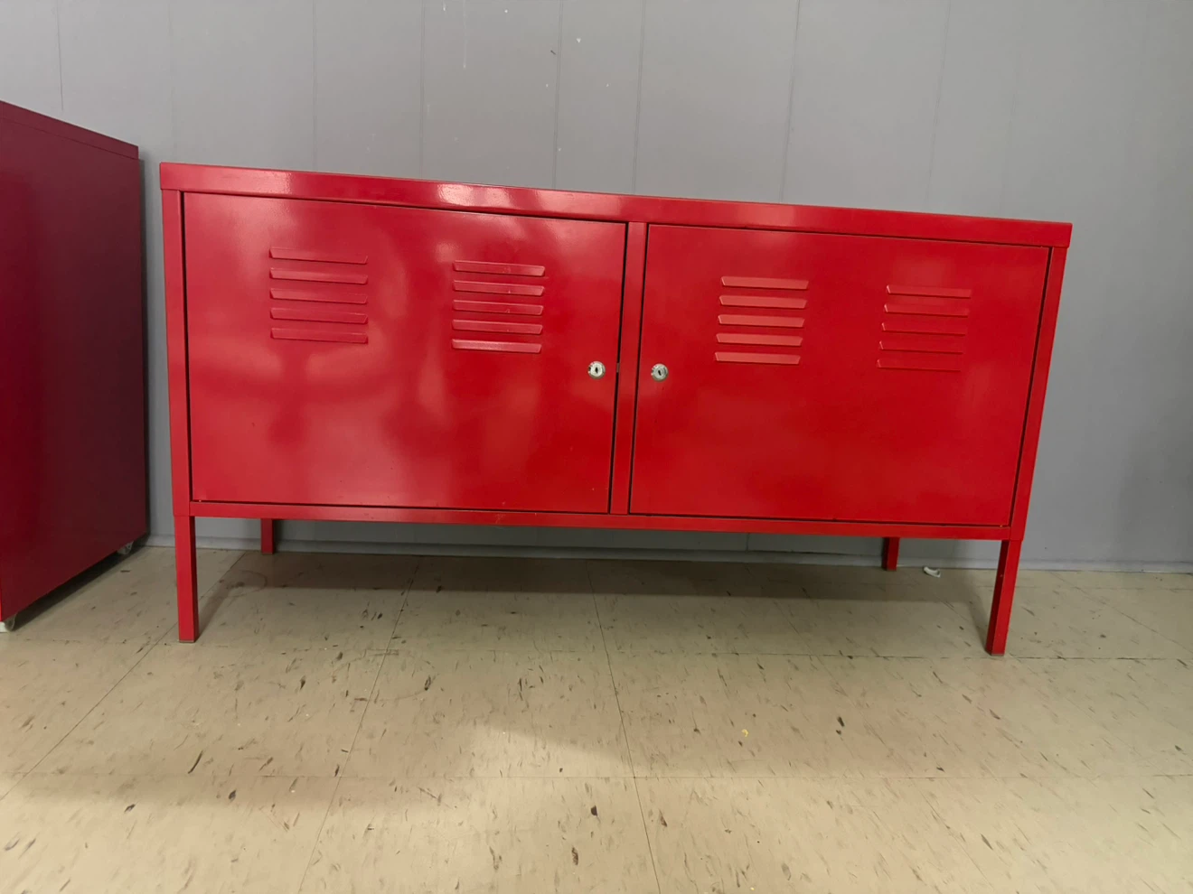 Red Metal Storage Cabinet with Drawers - photo 2