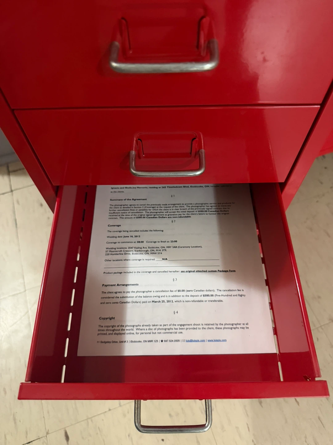 Red Metal Storage Cabinet with Drawers - photo 4