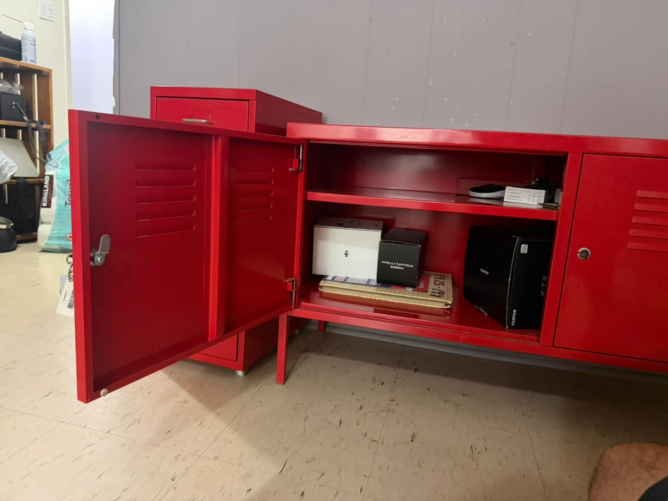 Red Metal Storage Cabinet with Drawers - photo 5