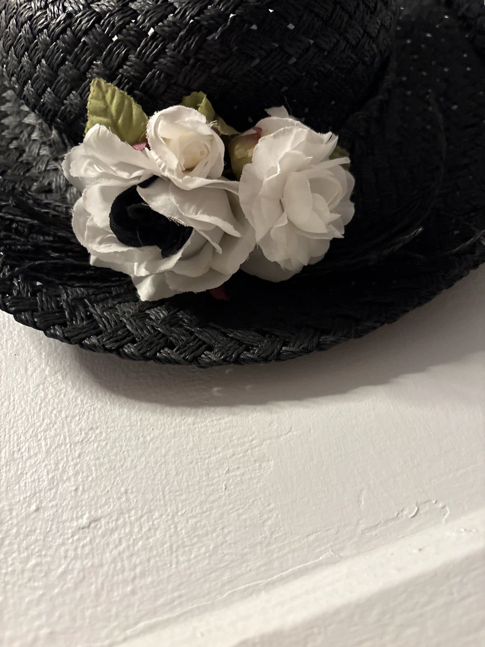 Black Straw Hat with Flowers - photo 2