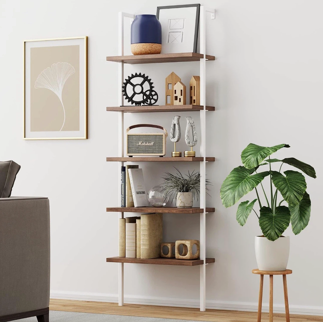 5-Shelf Ladder Bookshelf