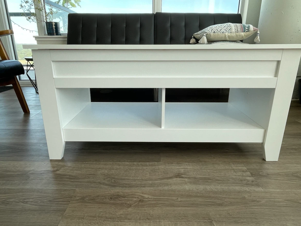 White Lift Top Coffee Table with Storage - photo 5