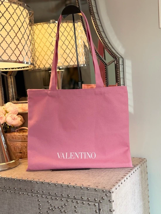 Valentino Pink Canvas Tote Bag