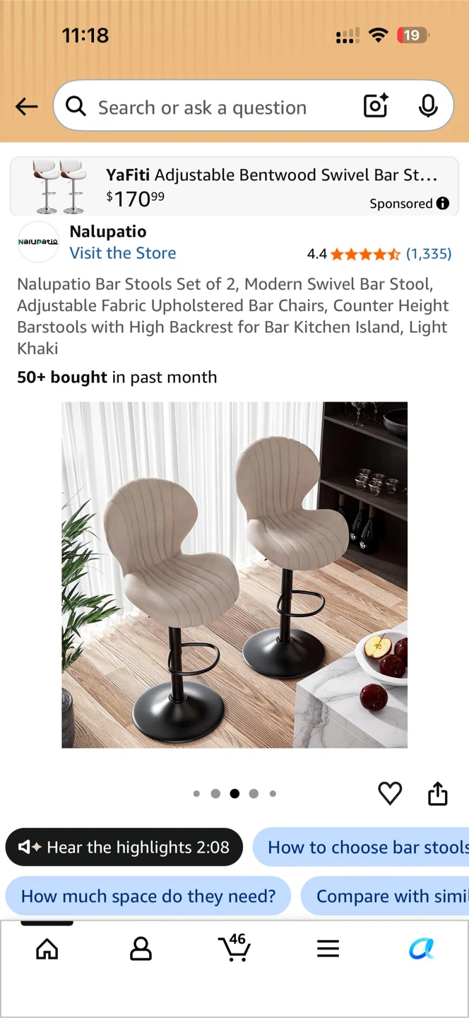 Set of 2 White Counter/Bar Stools – $20 - photo 4