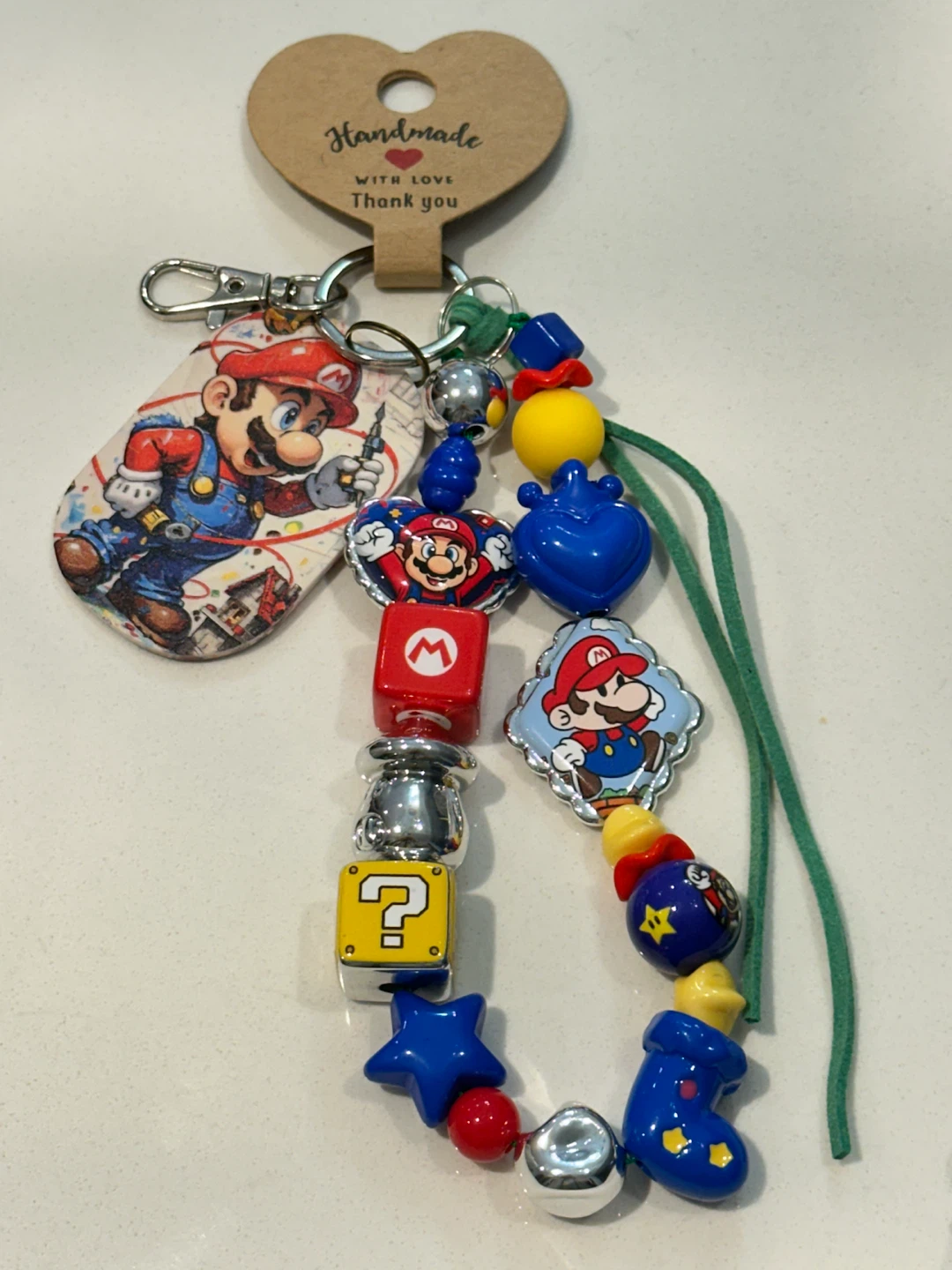 Handmade Mario Keychain with Charms
