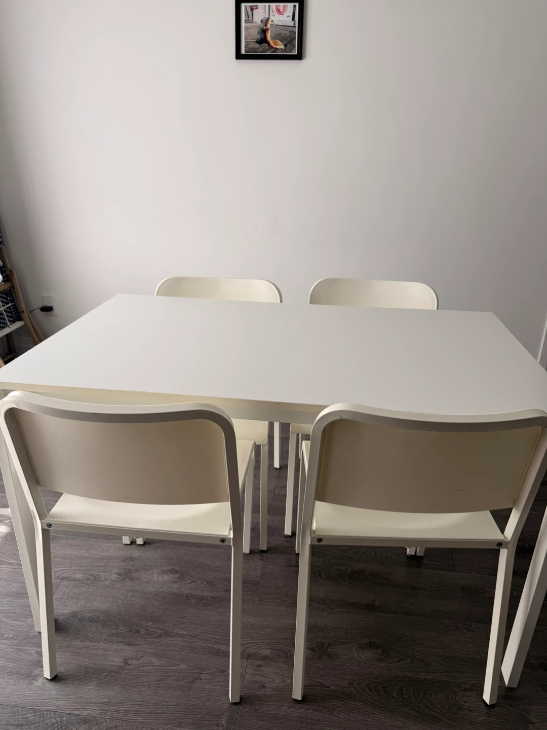White Dining Table with 4 Chairs