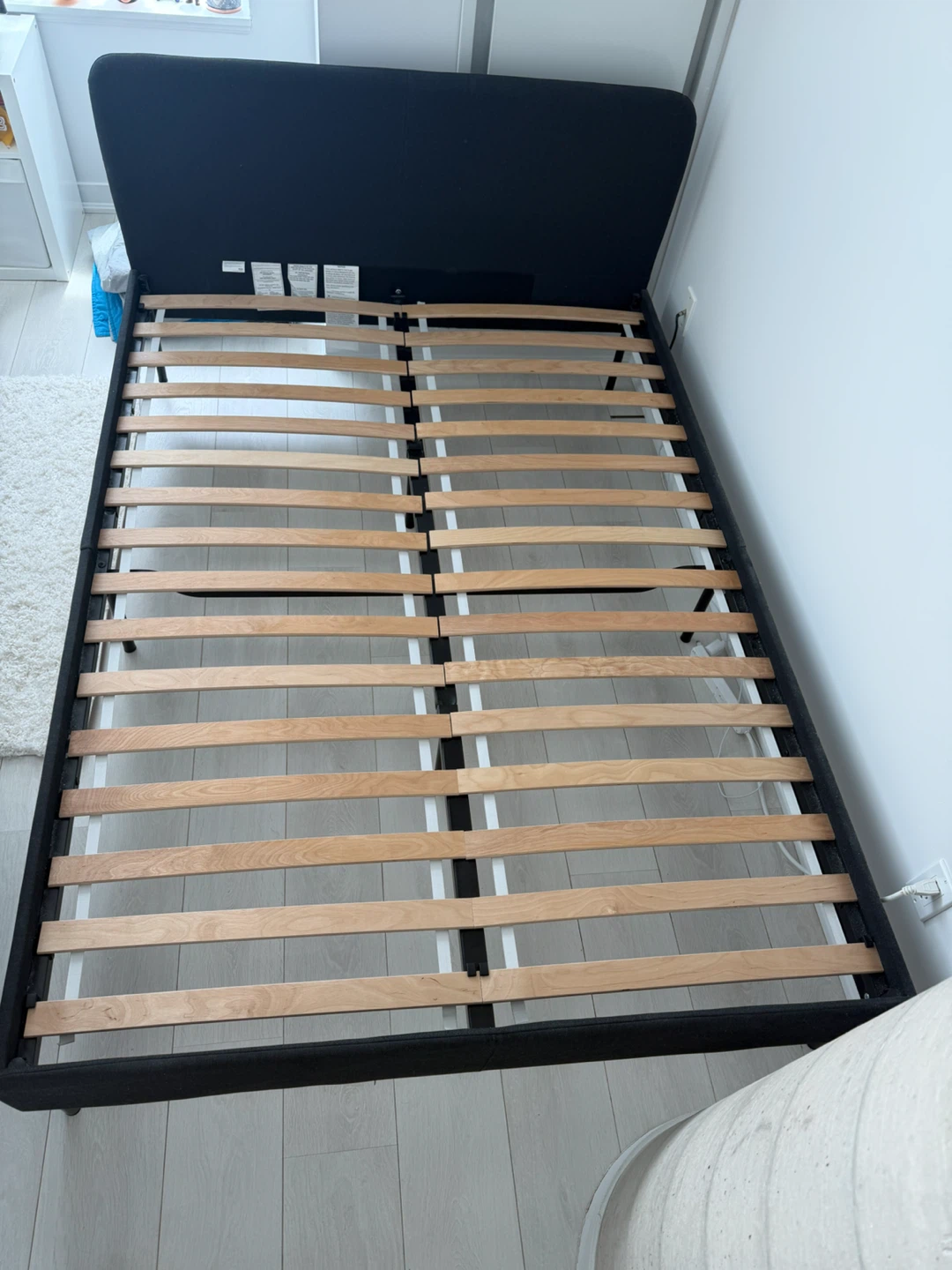 IKEA SLATTUM Upholstered Bed Frame - Vissle Dark Grey