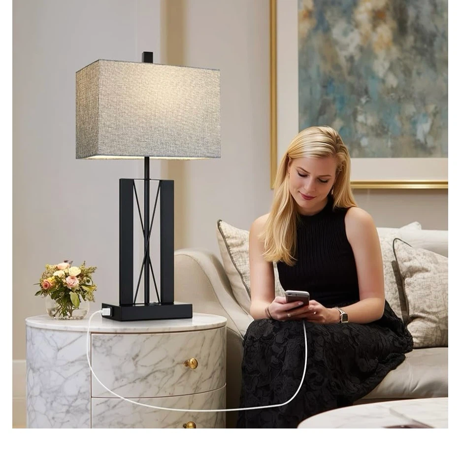 Modern Table Lamp with USB Ports - 25 in - photo 2