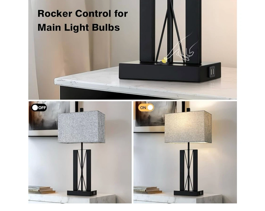 Modern Table Lamp with USB Ports - 25 in - photo 4
