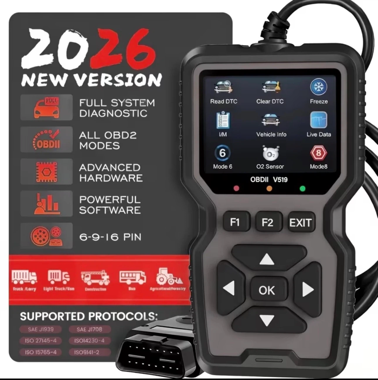 OBDII V519 Full System Diagnostic Tool 2026 New Version