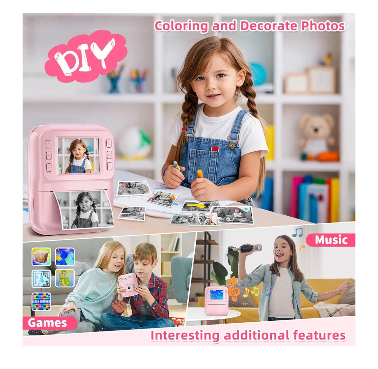 Pink Instant Print Digital Camera for Kids - photo 5