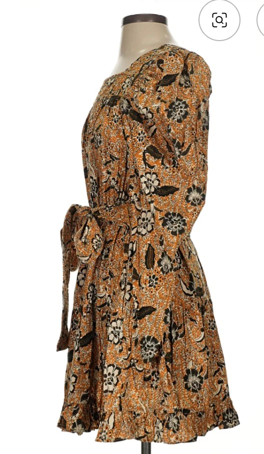 Ulla Johnson Orange Floral Print Puff Sleeve Dress - photo 3