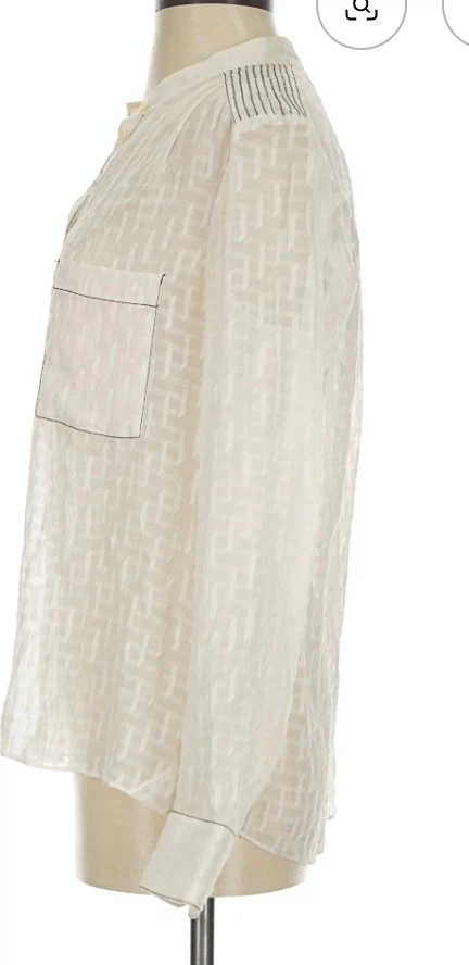BCBGMAXAZRIA White Textured Button-Up Shirt - photo 2