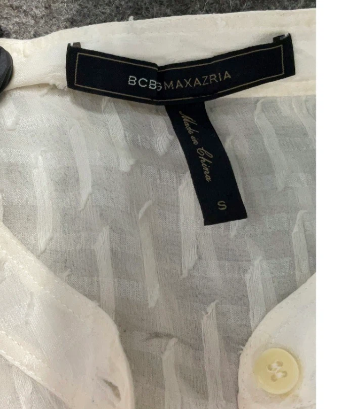 BCBGMAXAZRIA White Textured Button-Up Shirt - photo 4