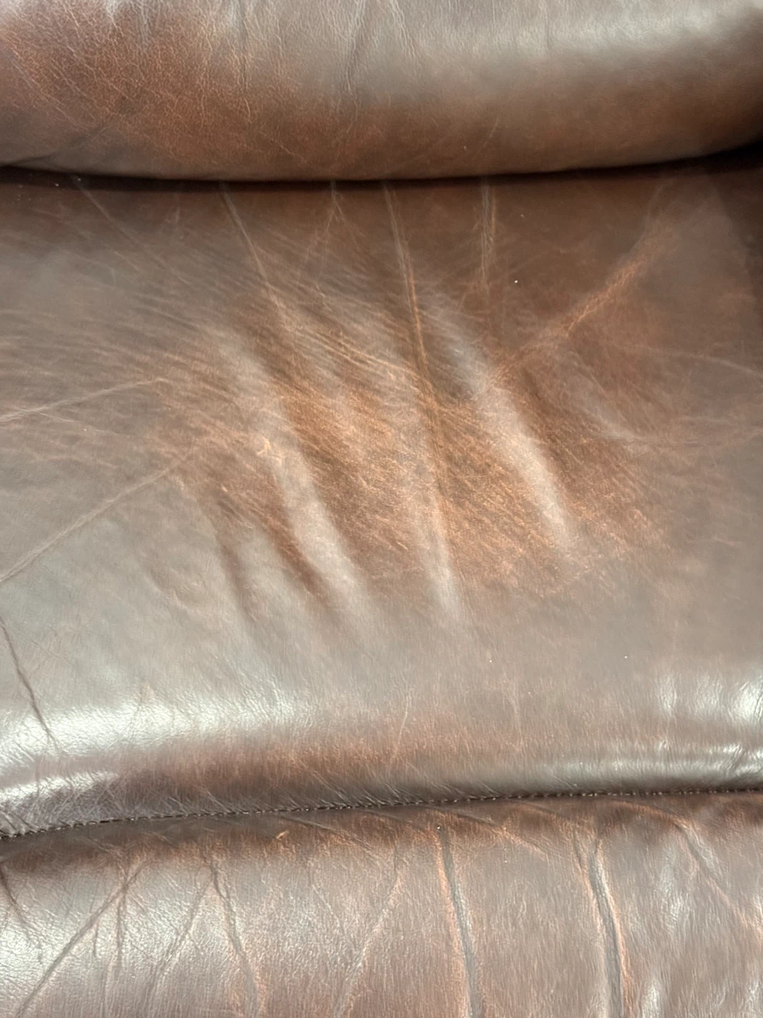 Brown Leather Reclining Loveseat - photo 4