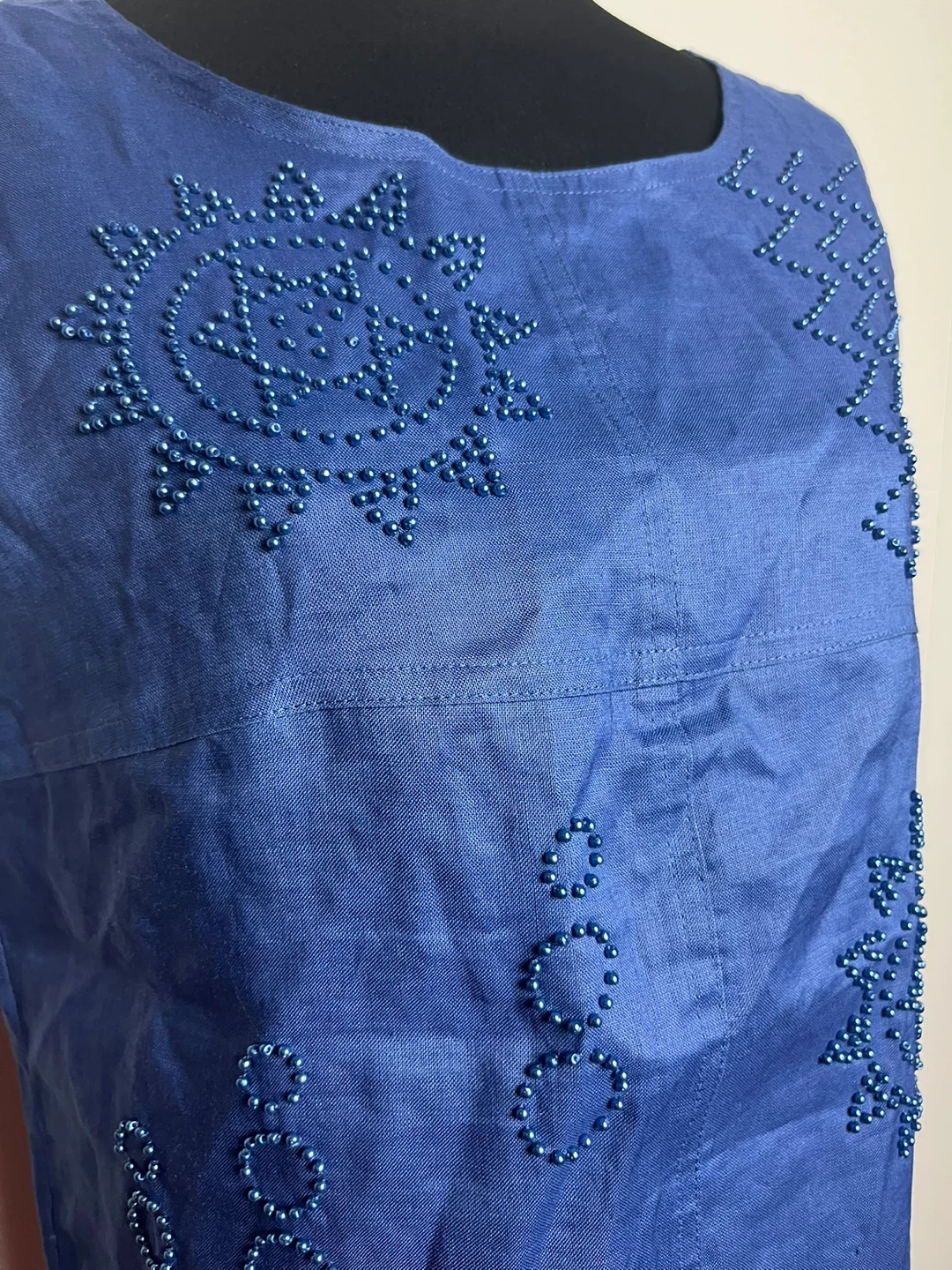 Carry Back Blue Beaded Sleeveless Top Size 6 - photo 3
