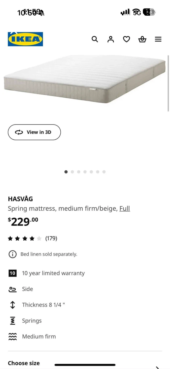 IKEA HASVÅG Spring Mattress - Full Size, medium Firm - photo 3