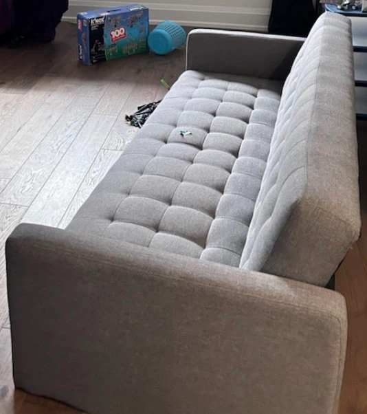 MOVING SALE Grey Tufted Sofa Bed