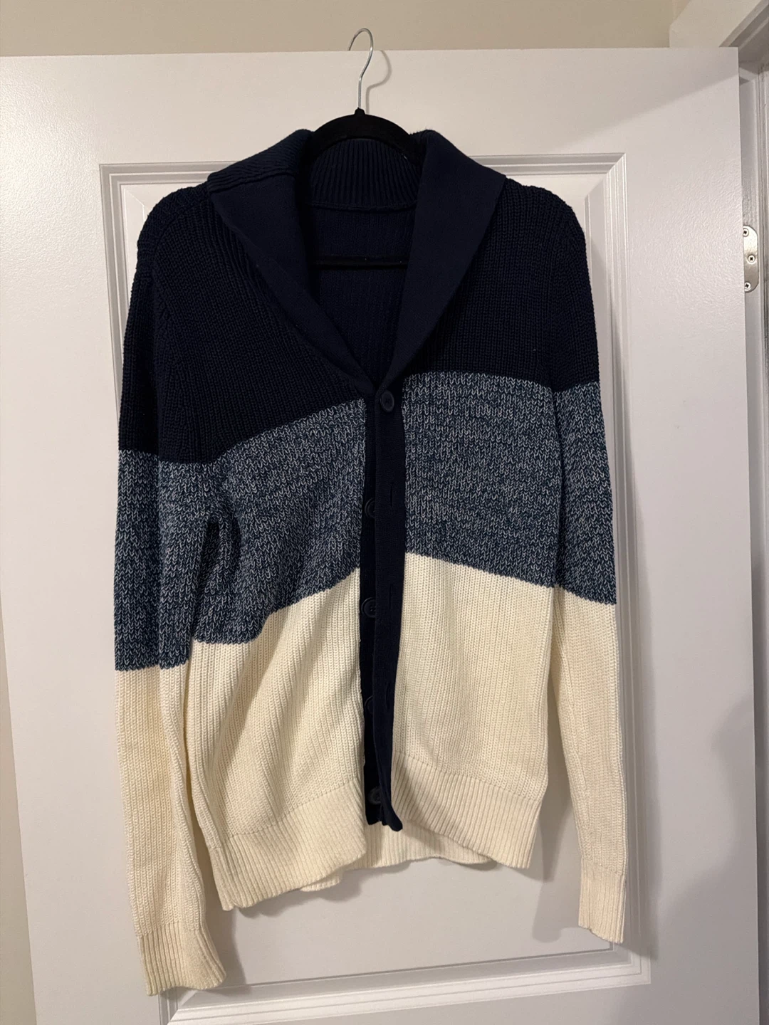 Colour Block Shawl Collar Cardigan