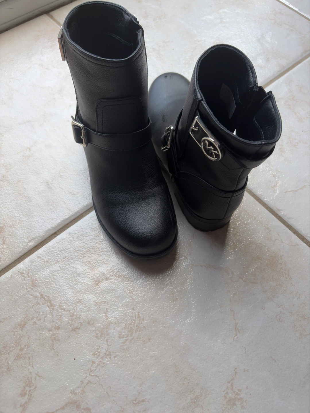 Michael Kors Black Leather Moto Boots - photo 2