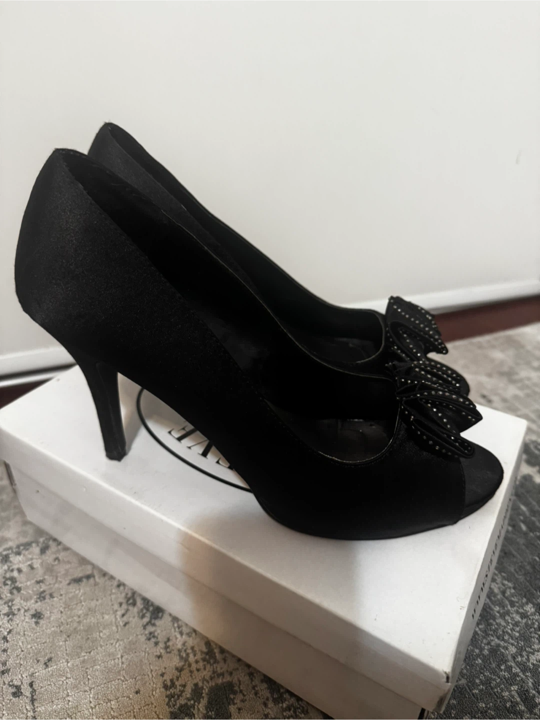 Steve Madden Black Peep-Toe Heels with Embellishment - photo 3