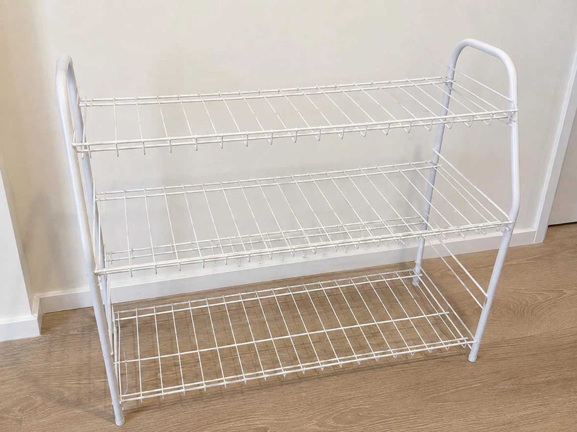White 3-Tier Wire Shoe Rack