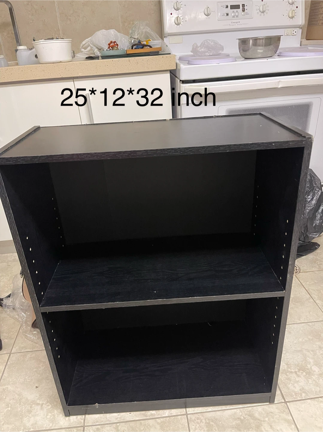 Black 2-Shelf Bookcase 25" x 12" x 32"