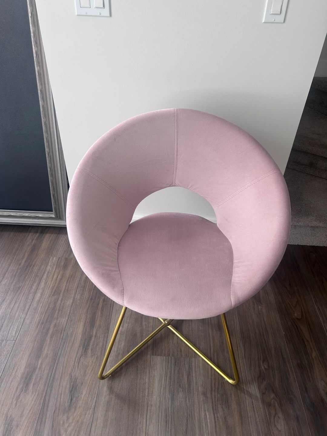 Pink Velvet Accent Chair with Gold Legs - photo 2