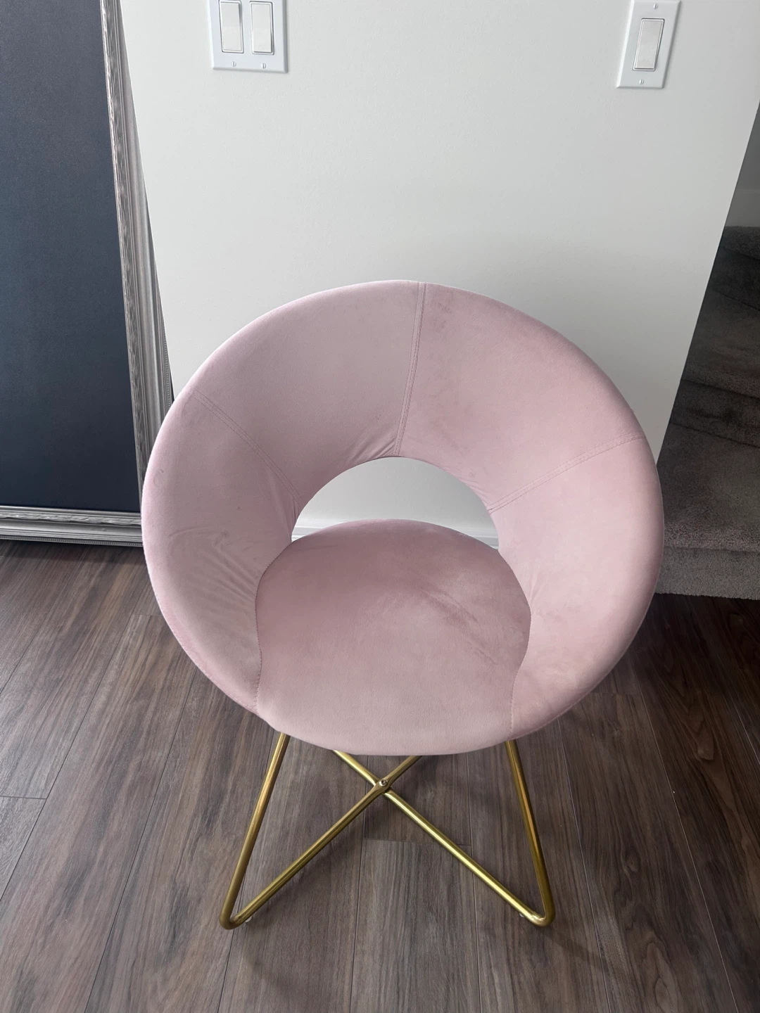 Pink Velvet Accent Chair with Gold Legs - photo 3
